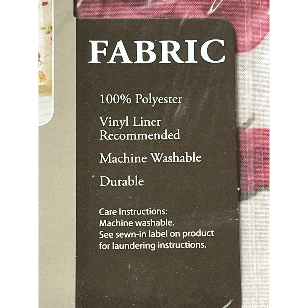 VTG Home Trends Fabric Shower Curtain Antique Rose Pattern Machine Washable NEW